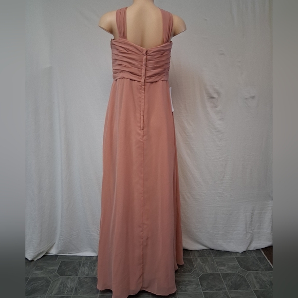 Azazie Kaitlynn Champagne Rose  Sweetheart Maxi Gown Size A14 - Picture 10 of 17